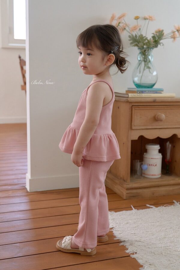 26SS 韓國童裝 羅紋A字襬背心喇叭長褲套裝
