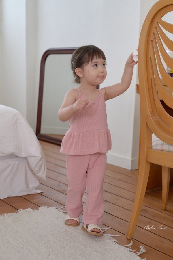 26SS 韓國童裝 羅紋A字襬背心喇叭長褲套裝