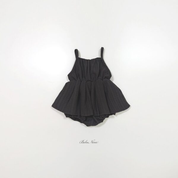 26SS 韓國童裝 格紋抓褶寬襬背心包屁