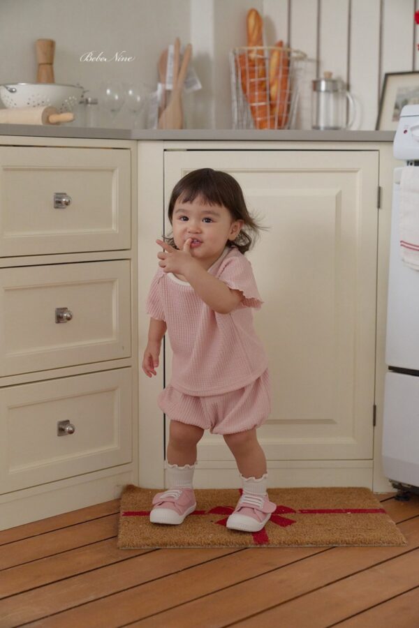 26SS 韓國童裝 鬆餅格捲邊上下套裝