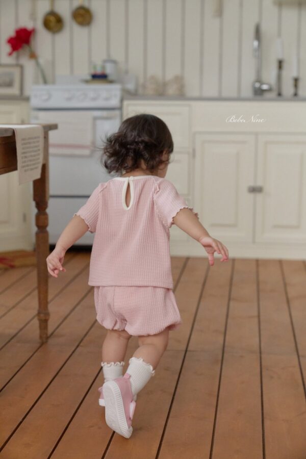 26SS 韓國童裝 鬆餅格捲邊上下套裝