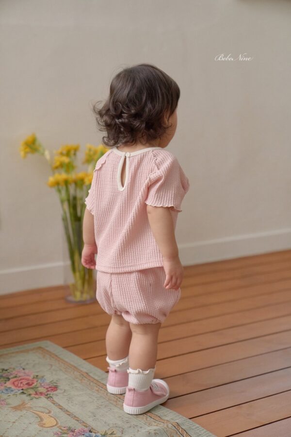 26SS 韓國童裝 鬆餅格捲邊上下套裝