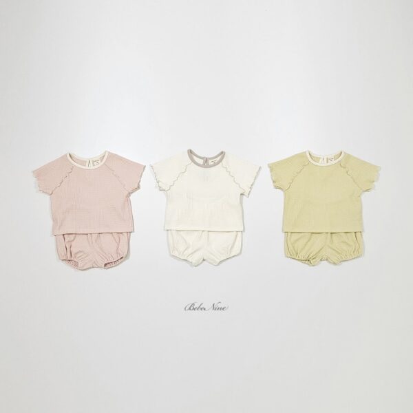 26SS 韓國童裝 鬆餅格捲邊上下套裝