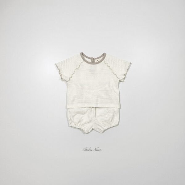 26SS 韓國童裝 鬆餅格捲邊上下套裝