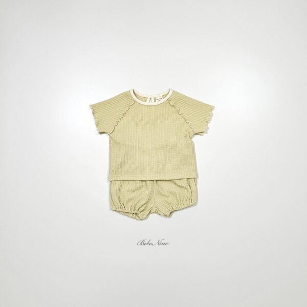 26SS 韓國童裝 鬆餅格捲邊上下套裝