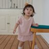 26SS 韓國童裝 鬆餅格捲邊上下套裝
