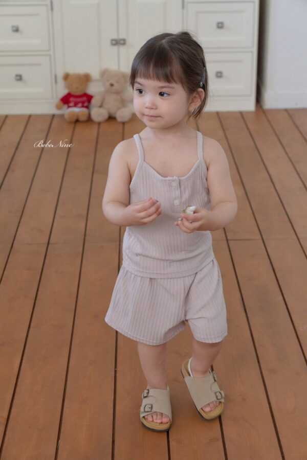 26SS 韓國童裝 鈕扣羅紋背心短褲套裝