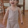 26SS 韓國童裝 鈕扣羅紋背心短褲套裝