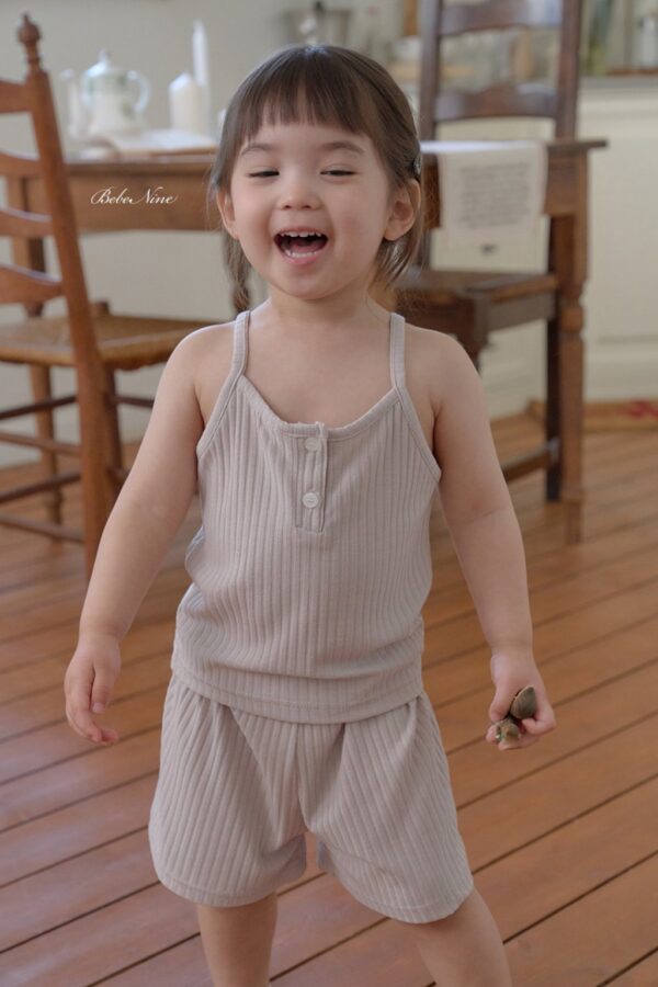 26SS 韓國童裝 鈕扣羅紋背心短褲套裝