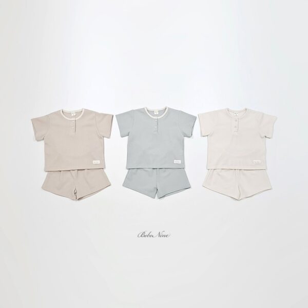 26SS 韓國童裝 鬆餅格鈕扣上下套裝