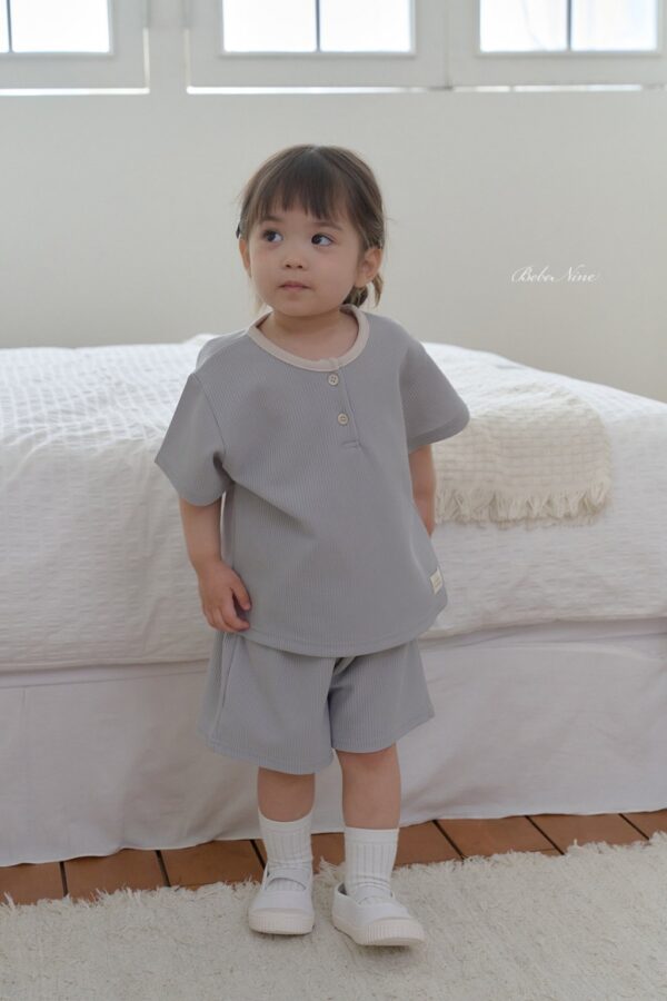 26SS 韓國童裝 鬆餅格鈕扣上下套裝