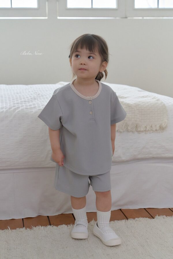 26SS 韓國童裝 鬆餅格鈕扣上下套裝