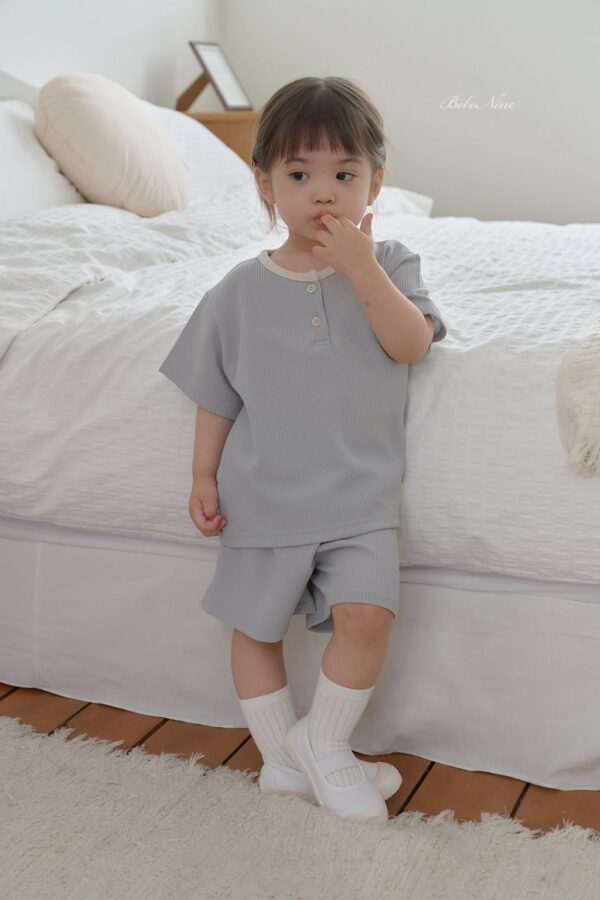 26SS 韓國童裝 鬆餅格鈕扣上下套裝