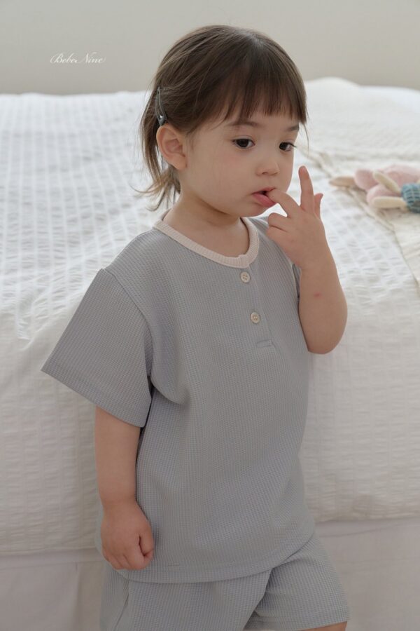 26SS 韓國童裝 鬆餅格鈕扣上下套裝