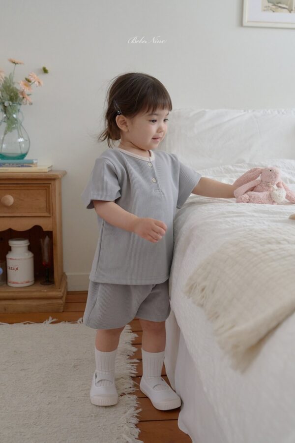 26SS 韓國童裝 鬆餅格鈕扣上下套裝