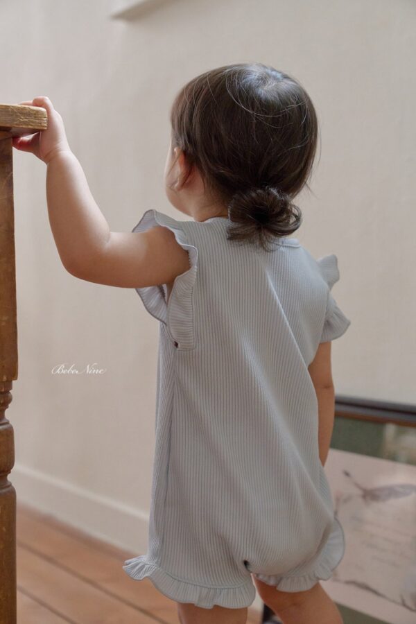 26SS 韓國童裝 羅紋小飛袖荷葉邊連身套裝
