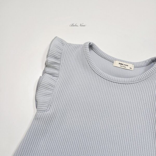 26SS 韓國童裝 羅紋小飛袖荷葉邊連身套裝