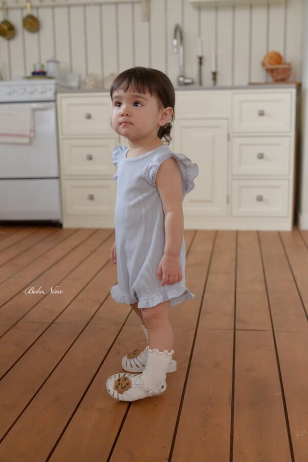 26SS 韓國童裝 羅紋小飛袖荷葉邊連身套裝