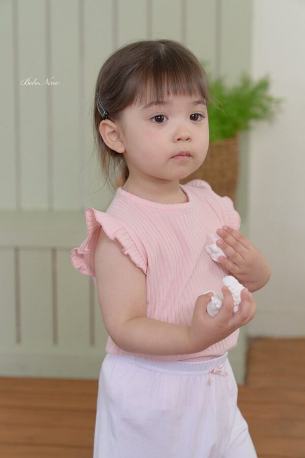 26SS 韓國童裝 羅紋小飛袖背心上衣