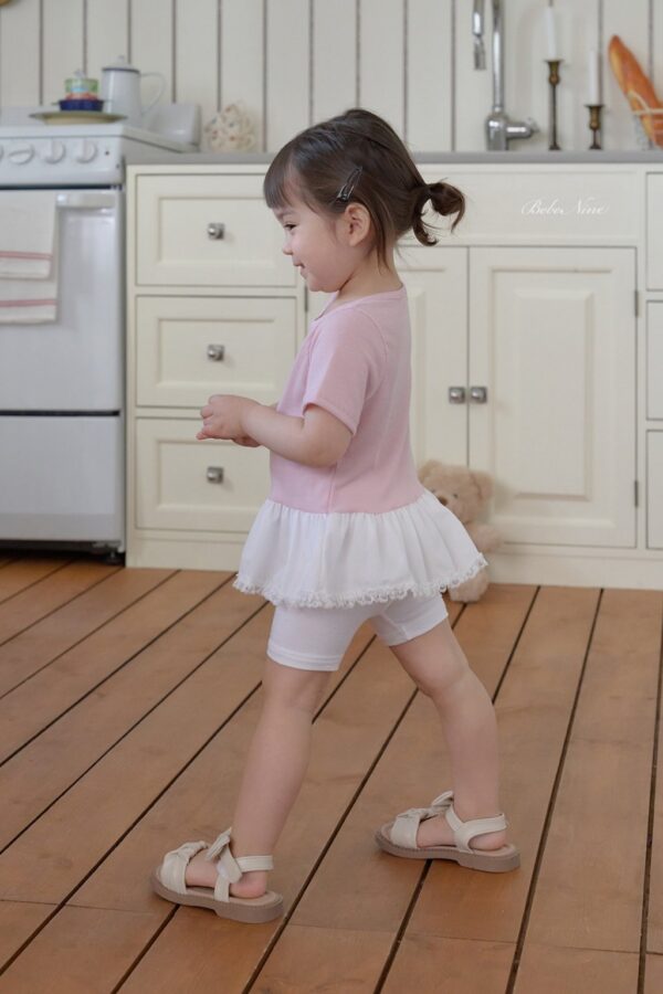 26SS 韓國童裝 波浪寬擺拼色圓領上衣