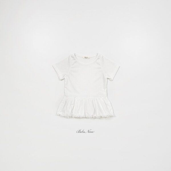 26SS 韓國童裝 波浪寬擺拼色圓領上衣