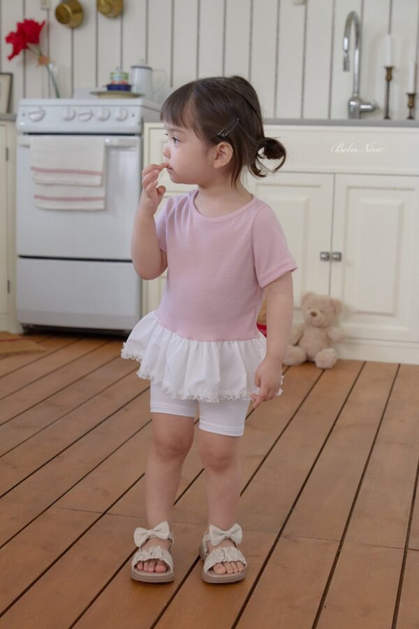 26SS 韓國童裝 波浪寬擺拼色圓領上衣