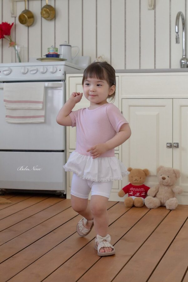 26SS 韓國童裝 波浪寬擺拼色圓領上衣