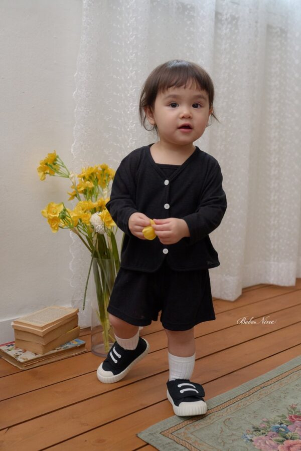 26SS 韓國童裝 夏季素色背心開衫短褲三件套裝