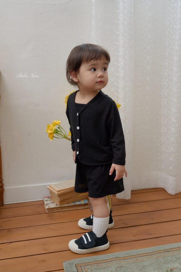 26SS 韓國童裝 夏季素色背心開衫短褲三件套裝