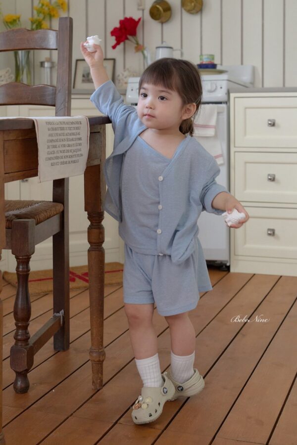 26SS 韓國童裝 夏季素色背心開衫短褲三件套裝