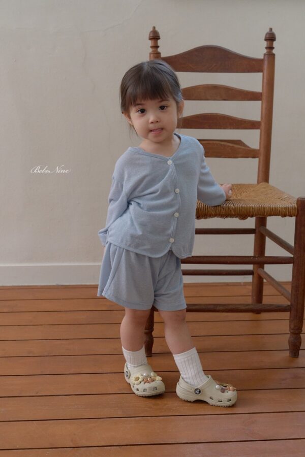 26SS 韓國童裝 夏季素色背心開衫短褲三件套裝