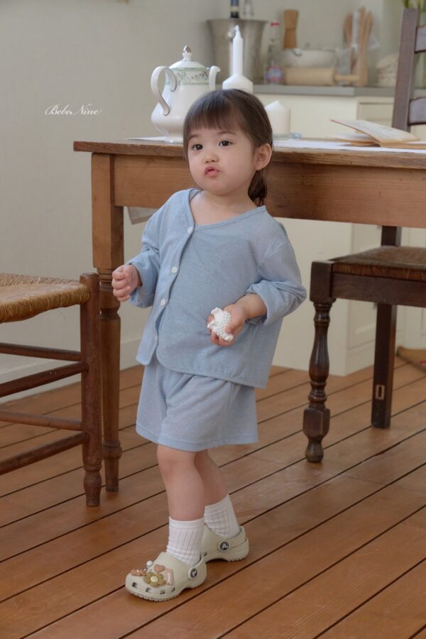 26SS 韓國童裝 夏季素色背心開衫短褲三件套裝