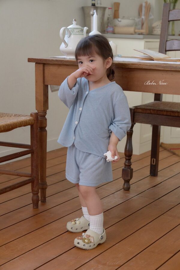 26SS 韓國童裝 夏季素色背心開衫短褲三件套裝