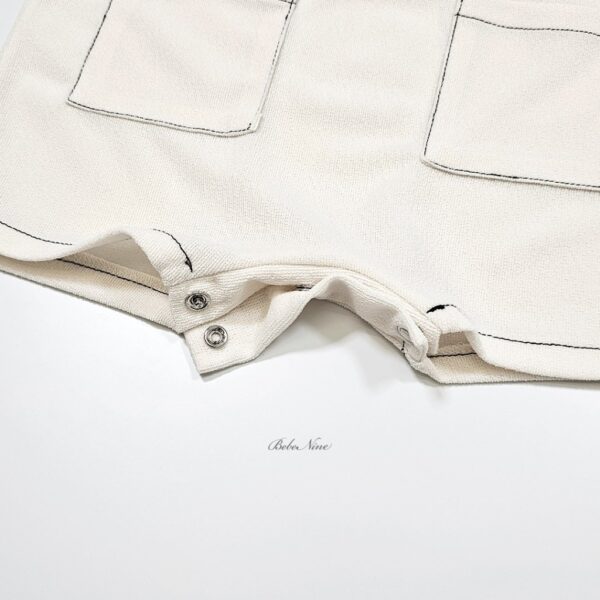 26SS 韓國童裝 方口袋縫線邊排扣連身套裝