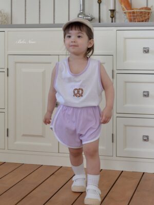 26SS 韓國童裝 拼色邊背心短褲套裝