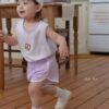 26SS 韓國童裝 拼色邊背心短褲套裝