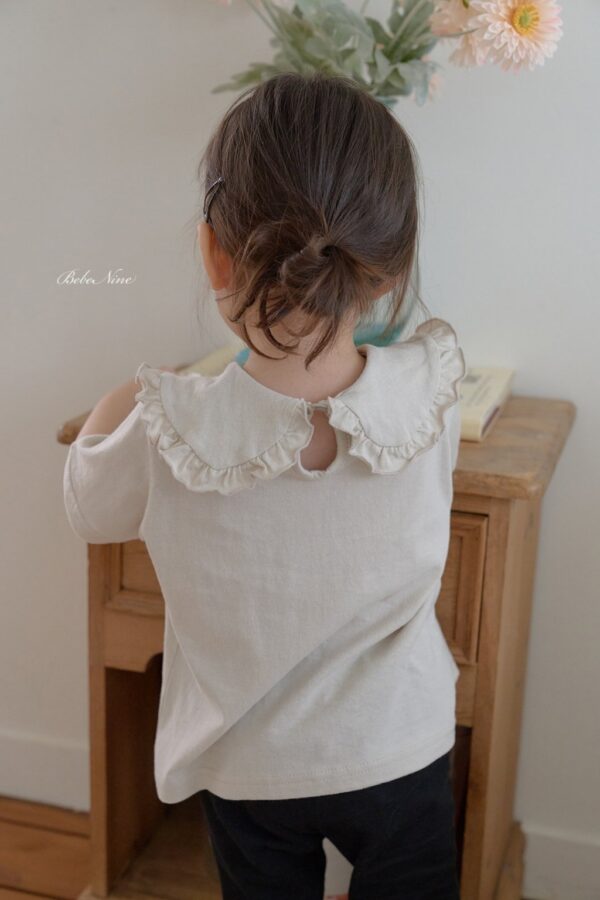 26SS 韓國童裝 荷葉捲邊三角圓領上衣