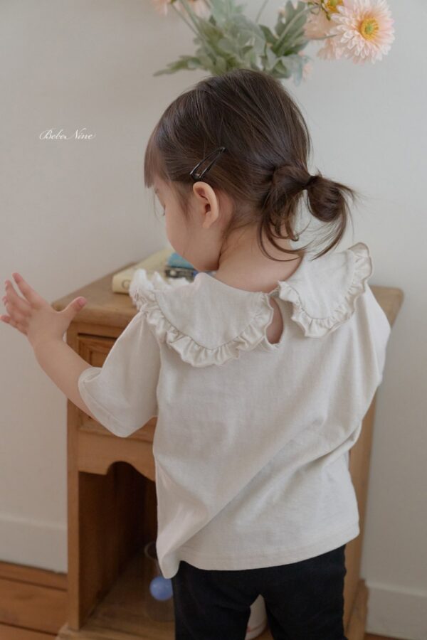 26SS 韓國童裝 荷葉捲邊三角圓領上衣