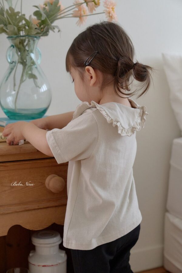 26SS 韓國童裝 荷葉捲邊三角圓領上衣
