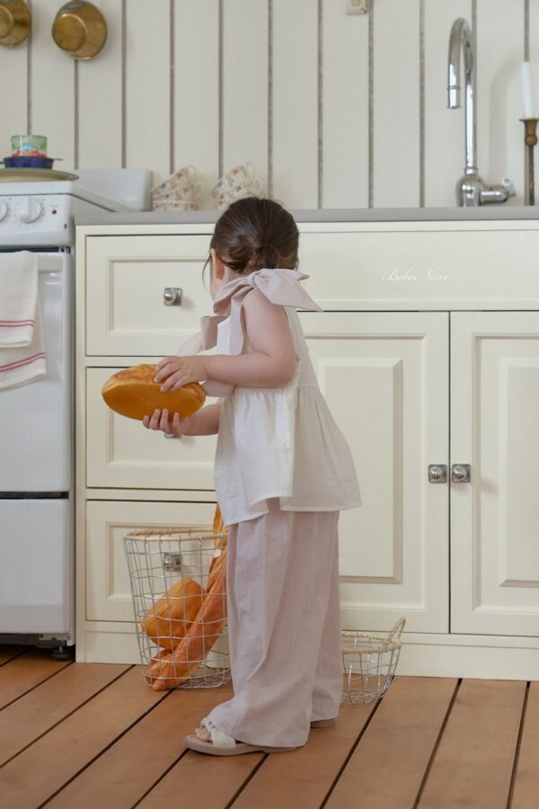 26SS 韓國童裝 抓褶鬆緊直筒長寬褲