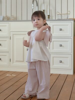 26SS 韓國童裝 抓褶鬆緊直筒長寬褲