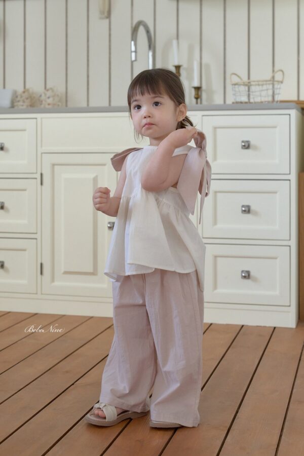 26SS 韓國童裝 抓褶鬆緊直筒長寬褲