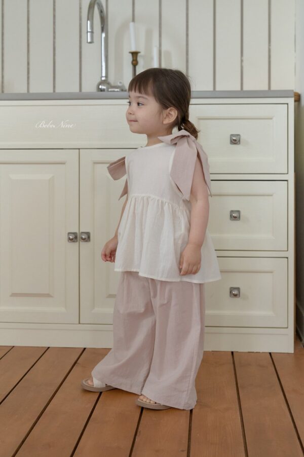 26SS 韓國童裝 抓褶鬆緊直筒長寬褲