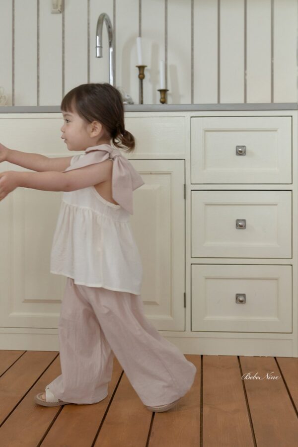 26SS 韓國童裝 抓褶鬆緊直筒長寬褲