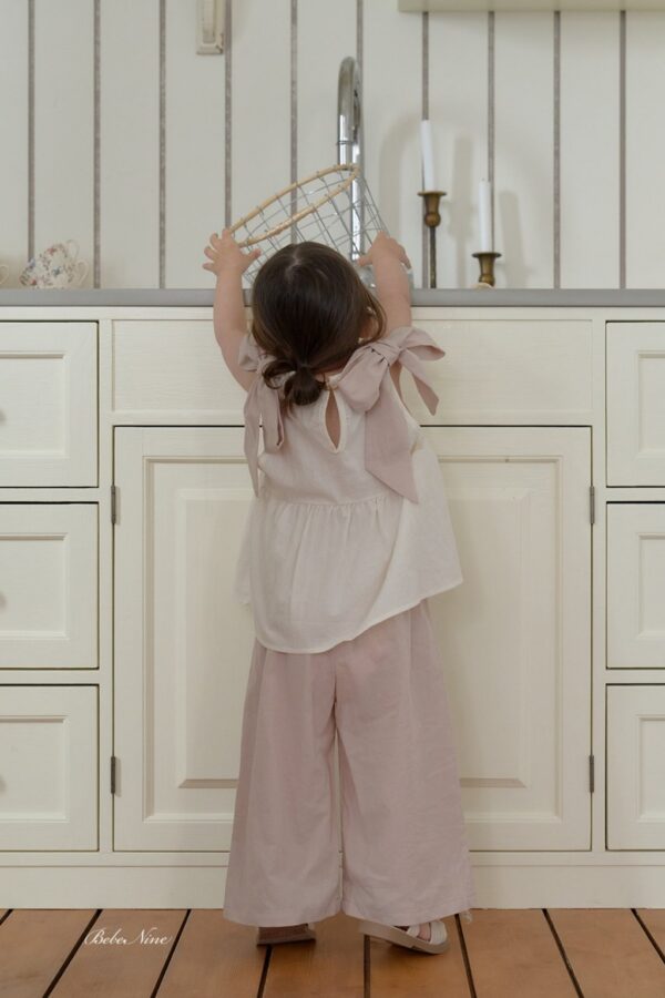 26SS 韓國童裝 抓褶鬆緊直筒長寬褲