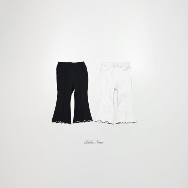 26SS 韓國童裝 拼色捲邊鬆緊喇叭長褲