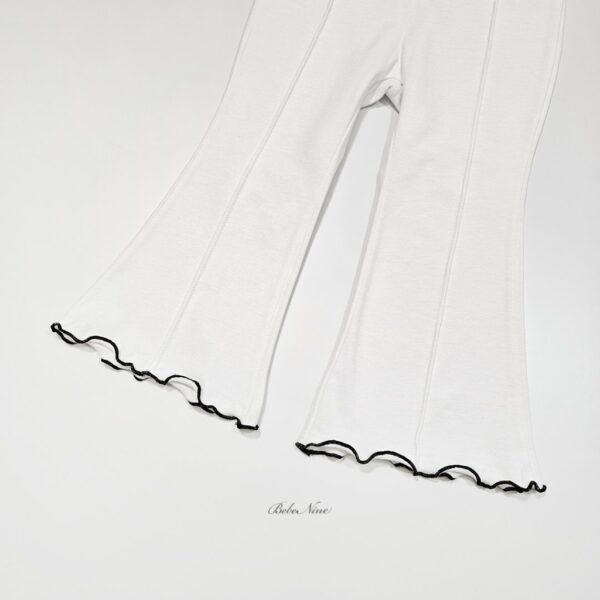 26SS 韓國童裝 拼色捲邊鬆緊喇叭長褲