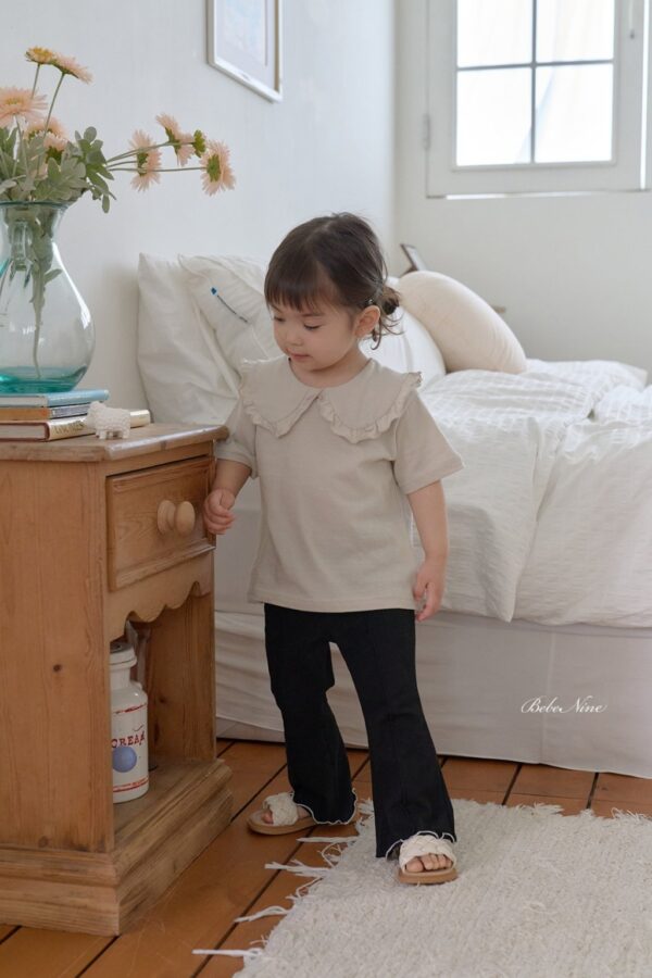 26SS 韓國童裝 拼色捲邊鬆緊喇叭長褲