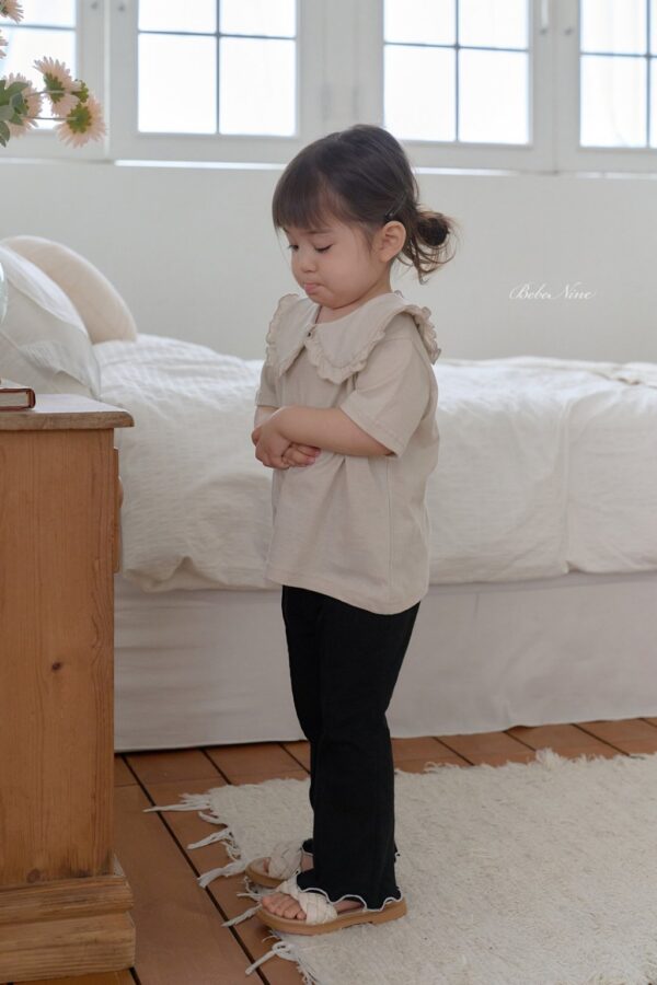 26SS 韓國童裝 拼色捲邊鬆緊喇叭長褲