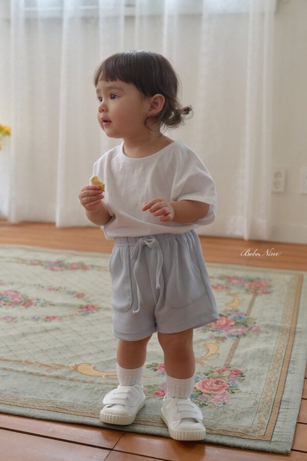 26SS 韓國童裝 羅紋大口袋綁帶鬆緊短褲